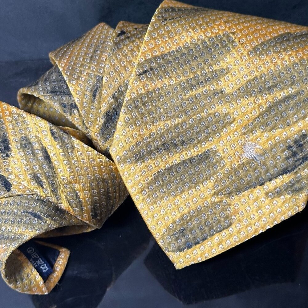 Burberry's Silk Tie Mens Necktie Yellow Black Hand painted Abstract Art Tiger